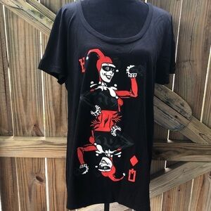 Torrid Harley Quinn Black Crew Neck Short Sleeve Cotton T-Shirt